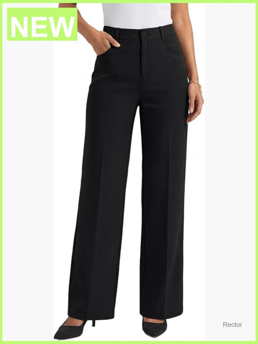 High Waisted Straight Leg Dress Pants with Pockets